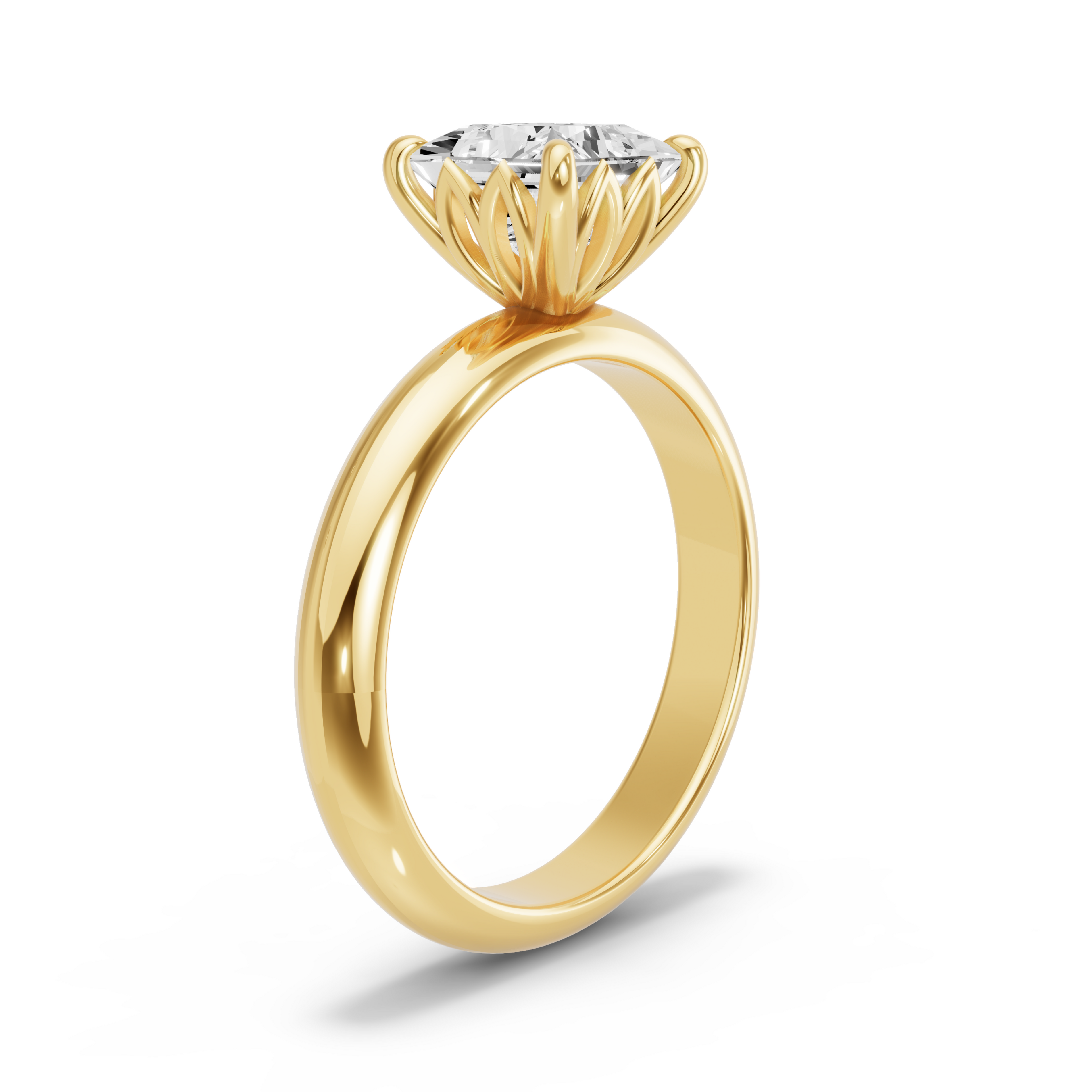 Image for Princess Lotus Basket Ring with Knife Edge Solitaire band in 14K White Gold