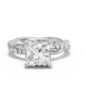 Image for Princess Lotus Basket Ring with Rope Pave band