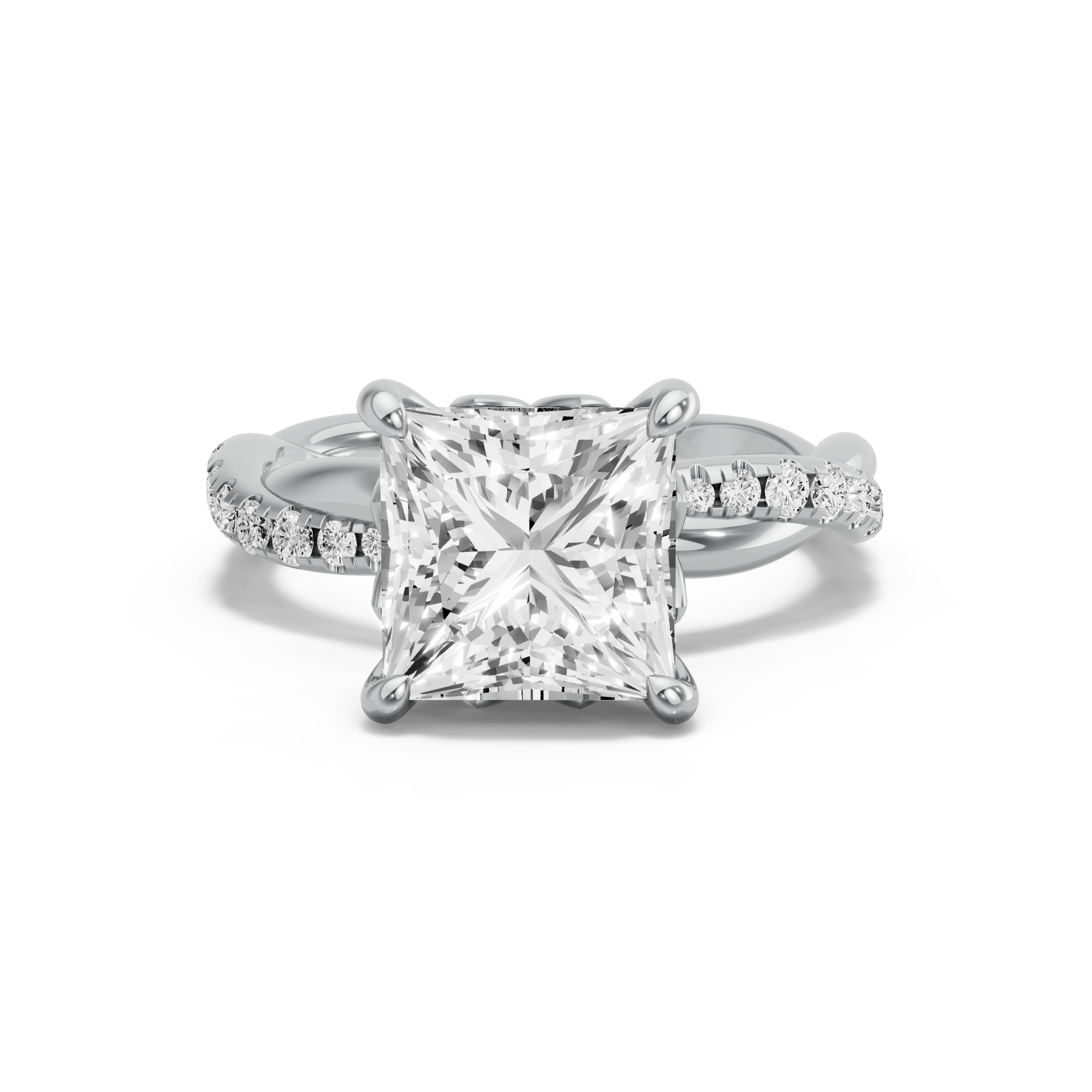 Image for Princess Lotus Basket Ring with Rope Pave band in 10K Two Tone Rose Gold