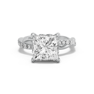 Image for Princess Lotus Basket Ring with Rope Pave band in 18K Two Tone Rose Gold