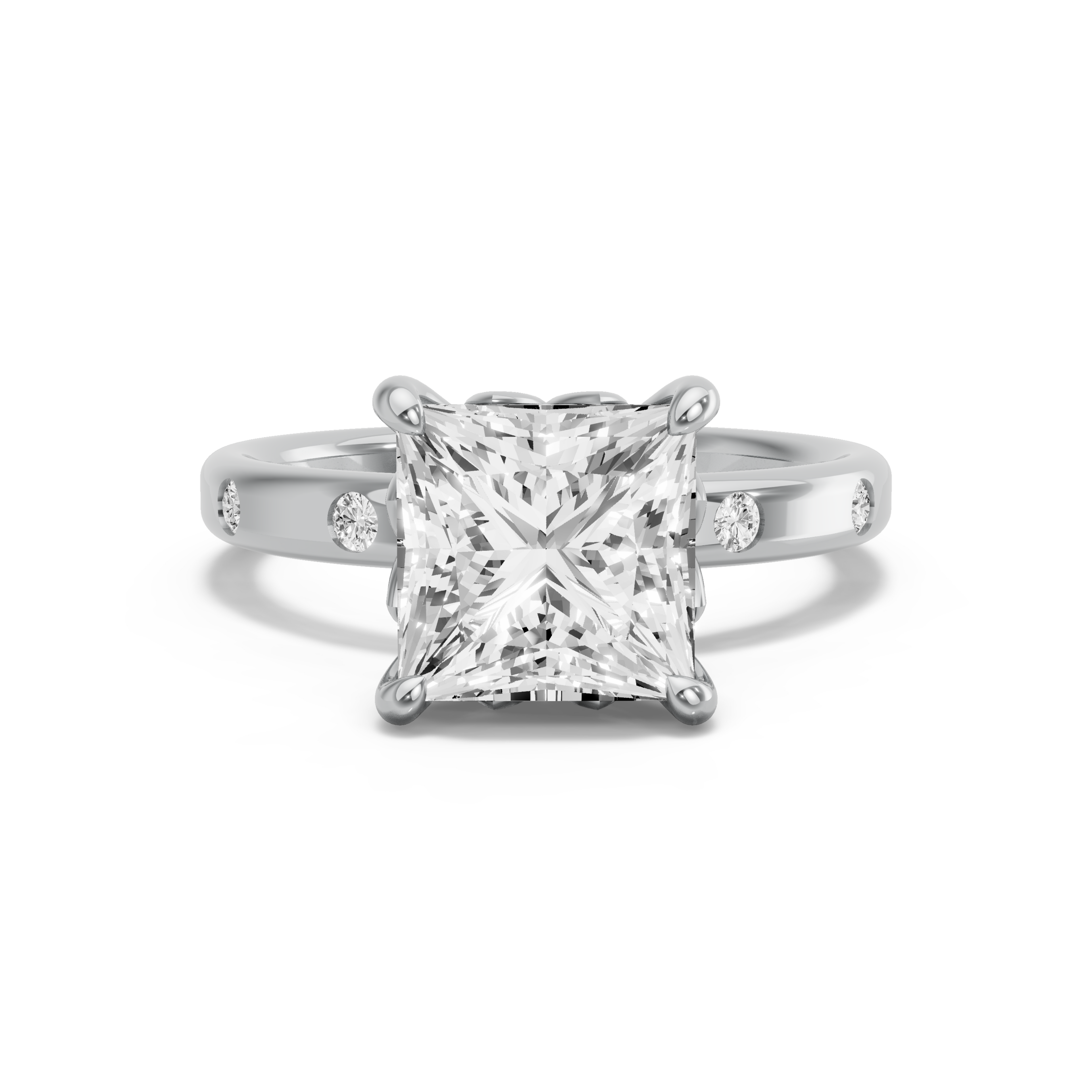Image for Princess Lotus Basket Ring with Sleek Accent band in 18K Two Tone Rose Gold