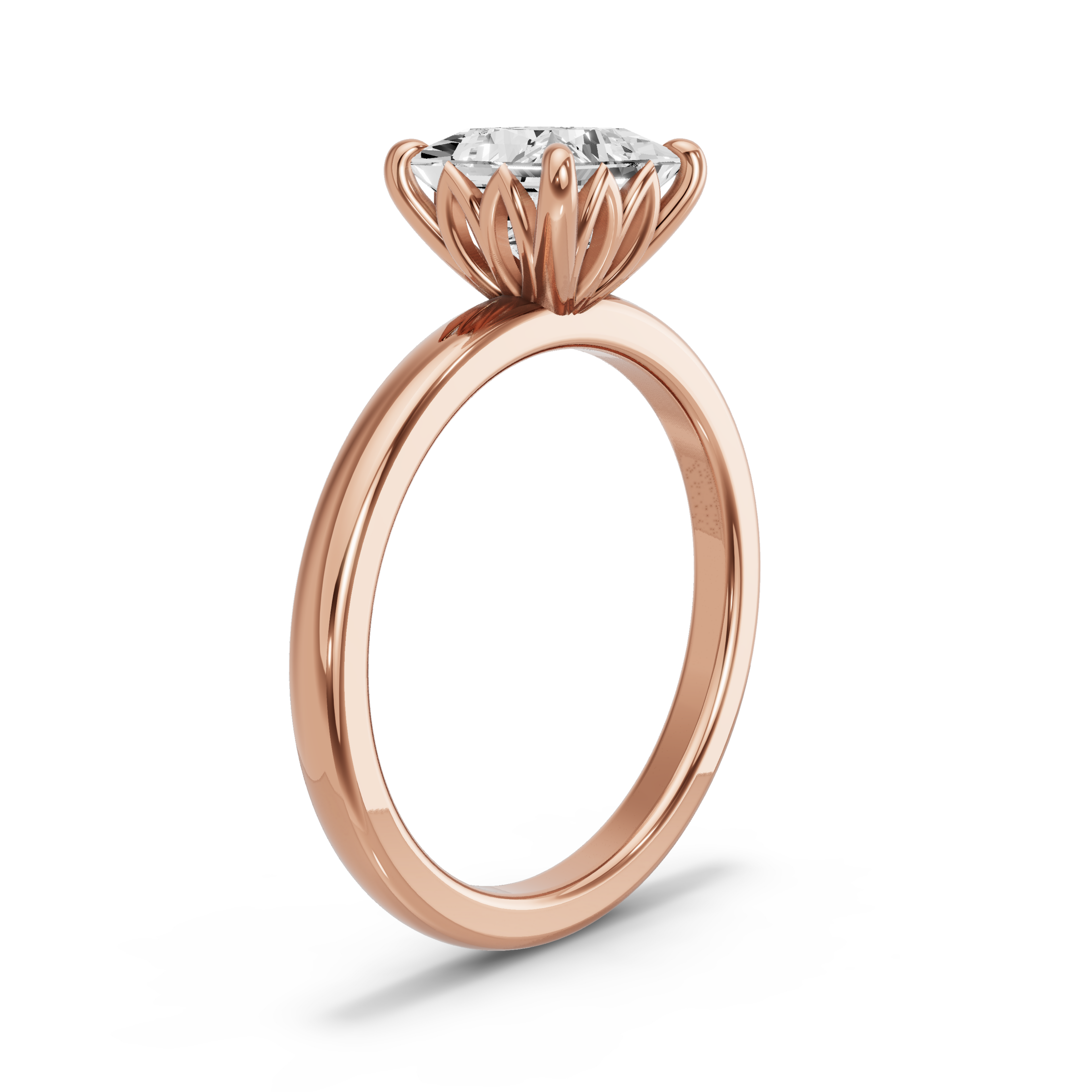 Image for Princess Lotus Basket Ring with Solitaire band in 18K Yellow Gold