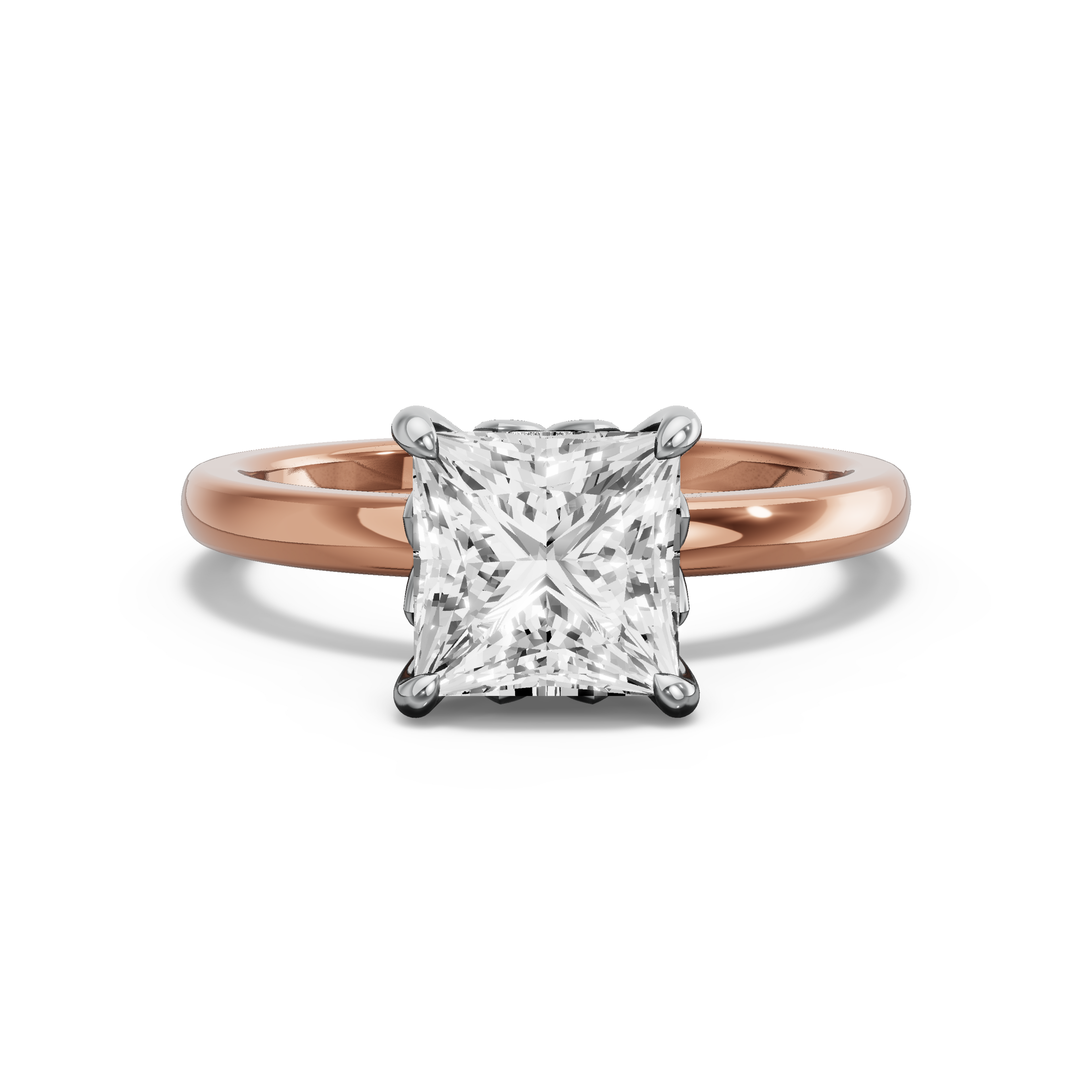 Image for Princess Lotus Basket Ring with Solitaire band in 14K Two Tone Yellow Gold