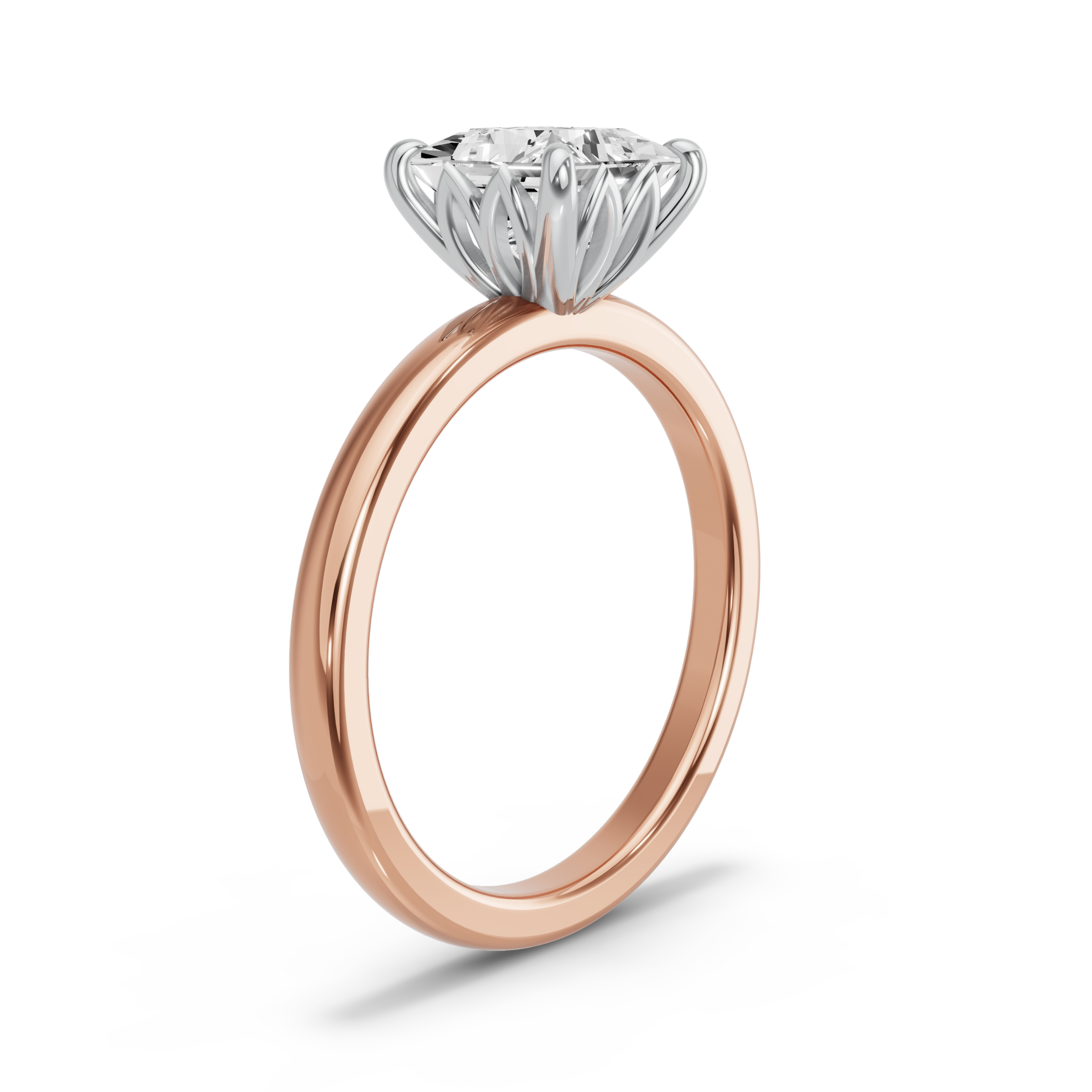 Image for Princess Lotus Basket Ring with Solitaire band in 18K Two Tone Yellow Gold