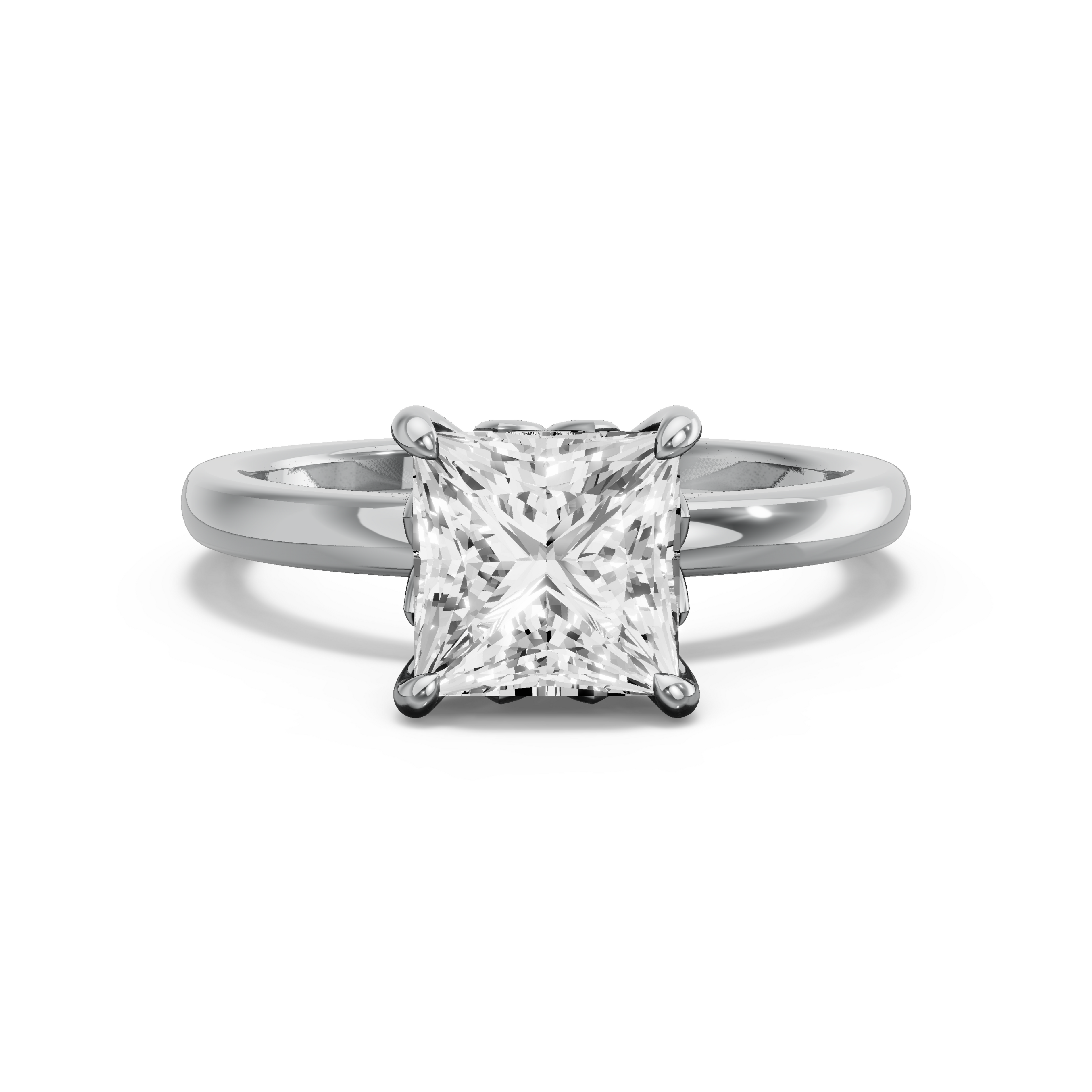 Image for Princess Lotus Basket Ring with Sleek Accent band in 950 Platinum
