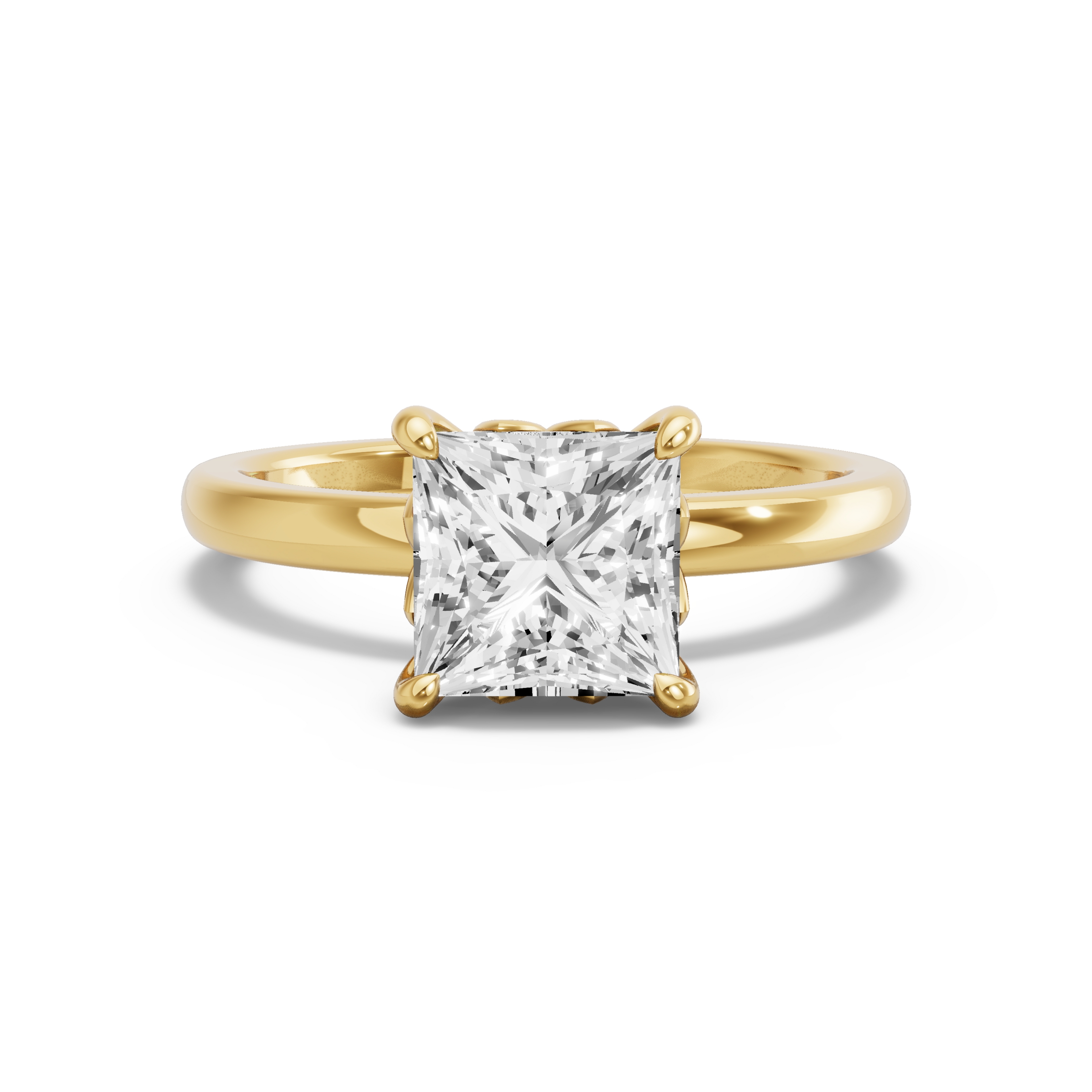 Image for Princess Lotus Basket Ring with Solitaire band in 10K White Gold