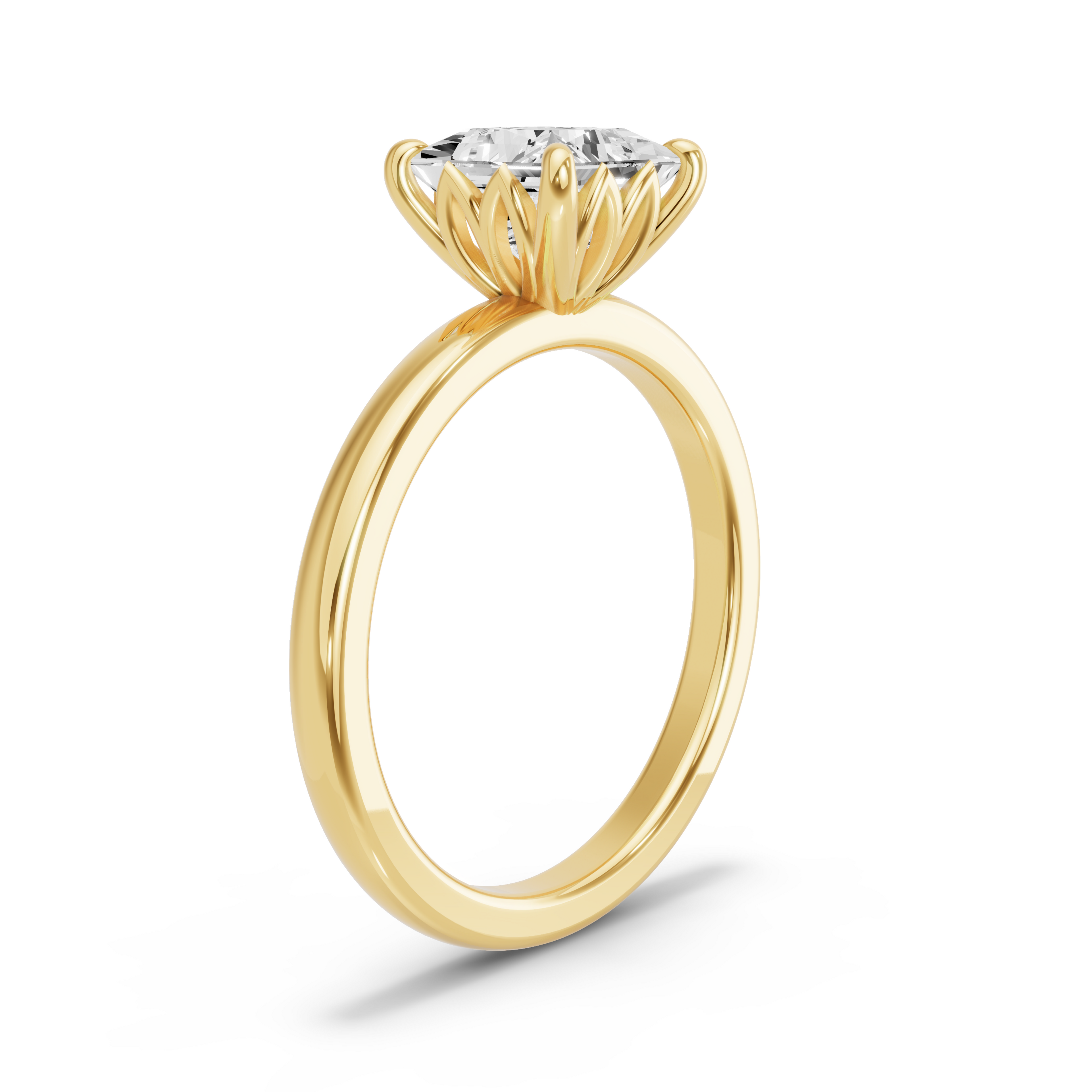 Image for Princess Lotus Basket Ring with Solitaire band in 10K White Gold