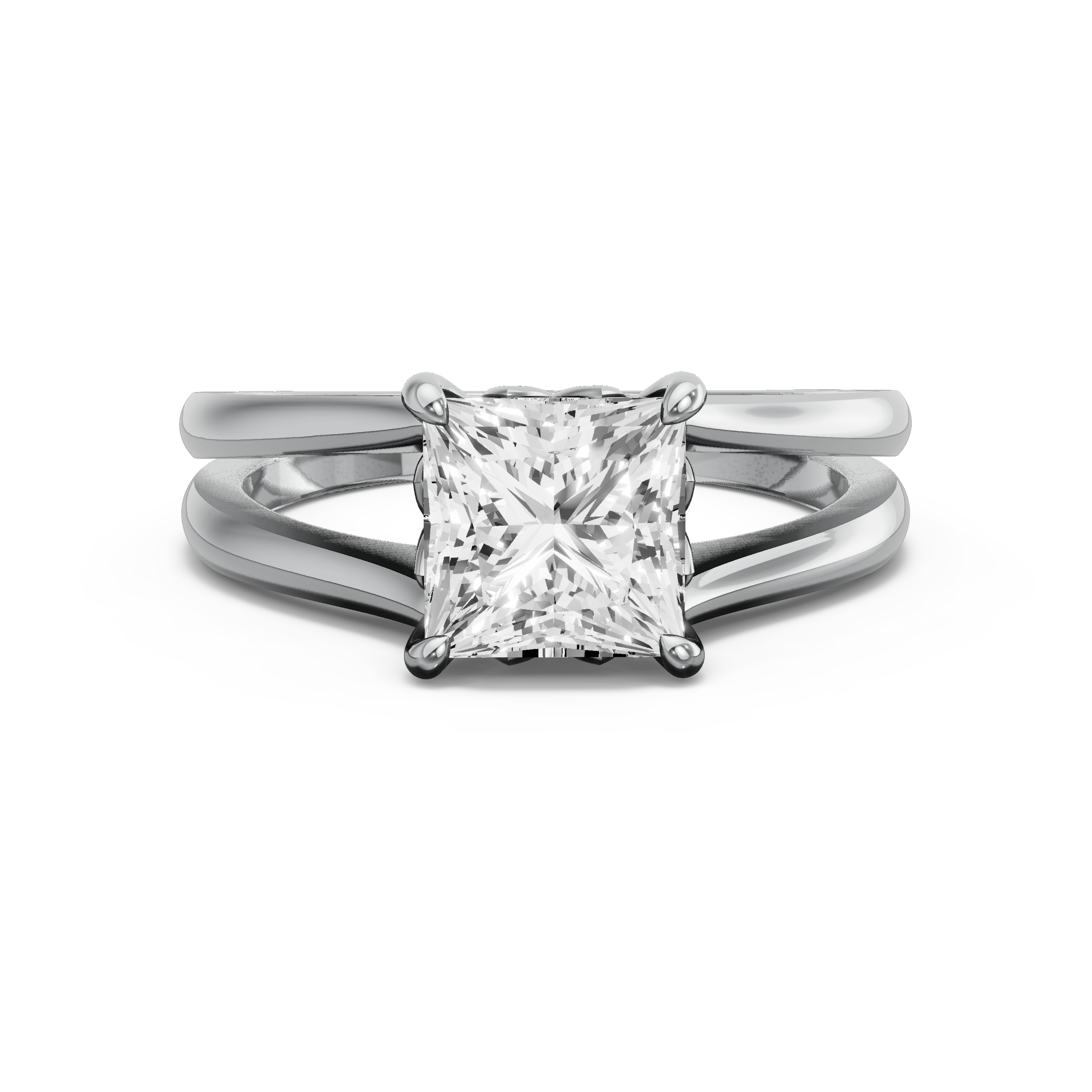 Image for Princess Lotus Basket Ring with Solitaire band in 950 Platinum