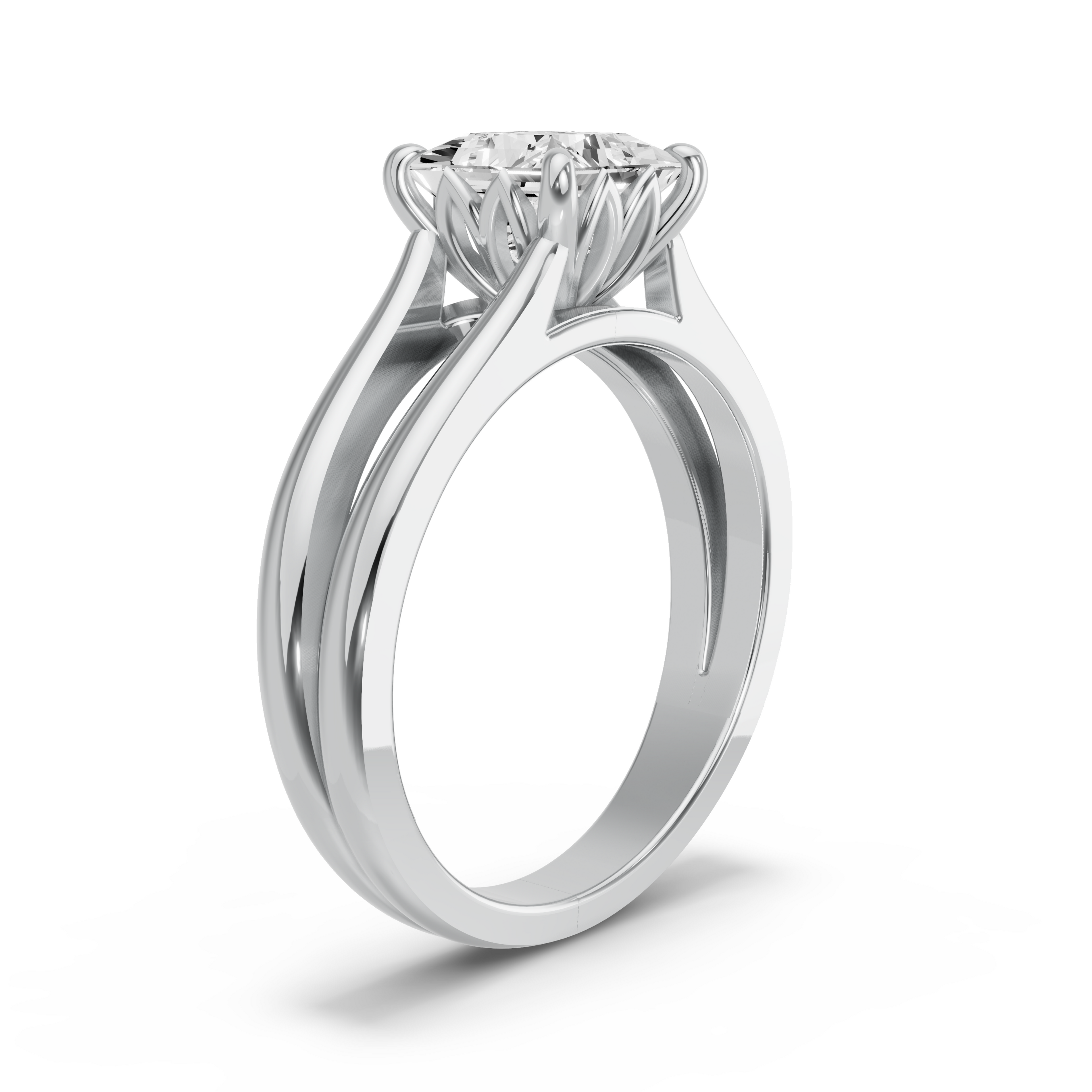 Image for Princess Lotus Basket Ring with Split Ring Solitaire band in 10K Two Tone Rose Gold