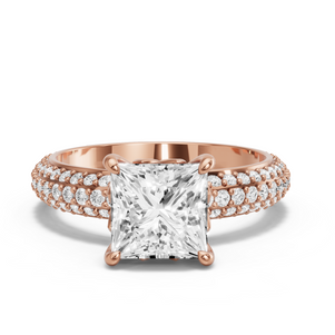 Image for Princess Lotus Basket Ring with Triple Row Pave band