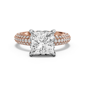 Image for Princess Lotus Basket Ring with Triple Row Pave band