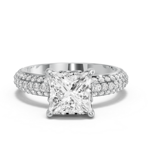 Image for Princess Lotus Basket Ring with Triple Row Pave band