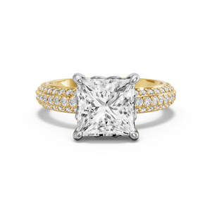 Image for Princess Lotus Basket Ring with Triple Row Pave band