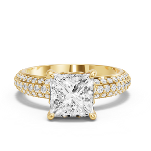 Image for Princess Lotus Basket Ring with Triple Row Pave band