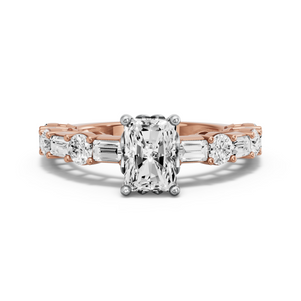 Image for Radiant Lotus Basket Ring with Alternating Baguette band