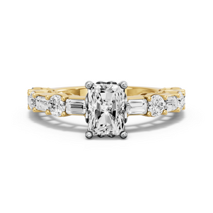 Image for Radiant Lotus Basket Ring with Alternating Baguette band