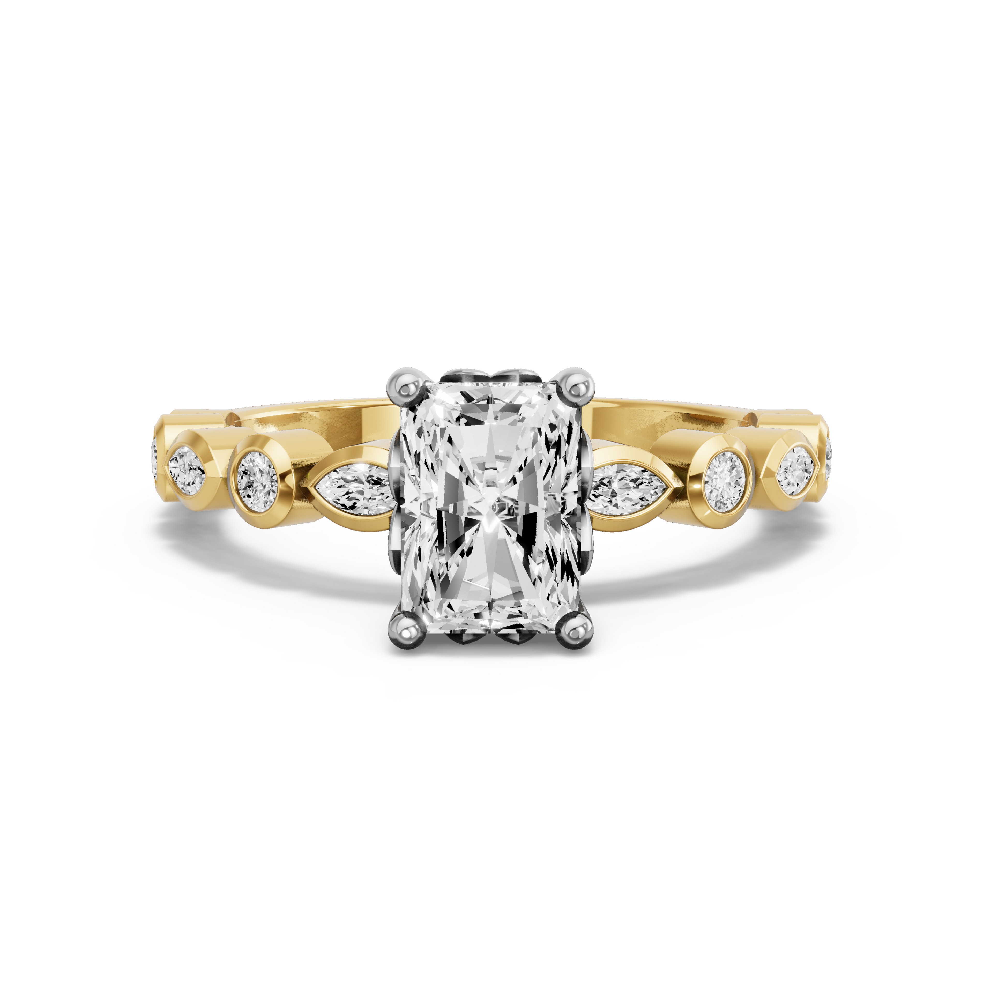 Image for Radiant Lotus Basket Ring with Alternating Marquise band in 18K Rose Gold