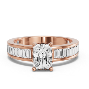 Image for Radiant Lotus Basket Ring with Baguette Channel band