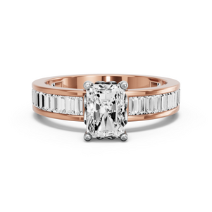Image for Radiant Lotus Basket Ring with Baguette Channel band