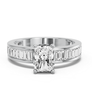 Image for Radiant Lotus Basket Ring with Baguette Channel band