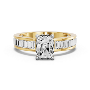 Image for Radiant Lotus Basket Ring with Baguette Channel band