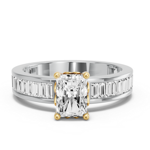 Image for Radiant Lotus Basket Ring with Baguette Channel band