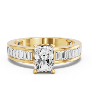 Image for Radiant Lotus Basket Ring with Baguette Channel band