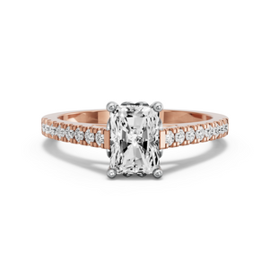 Image for Radiant Lotus Basket Ring with Cathedral Pave band