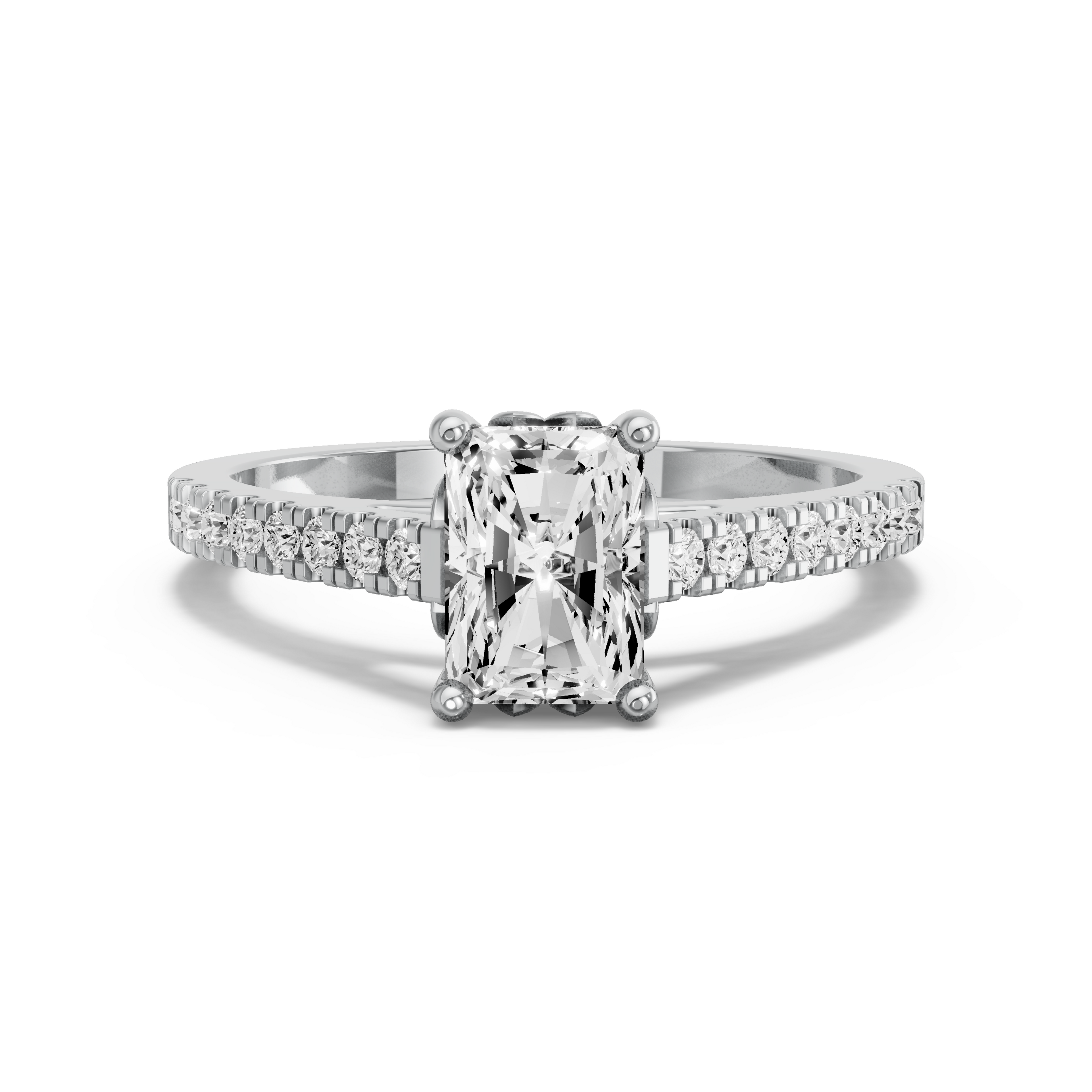Image for Radiant Lotus Basket Ring with Cathedral Pave band in 14K Two Tone Rose Gold