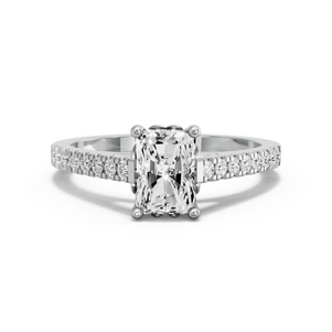 Image for Radiant Lotus Basket Ring with Cathedral Pave band in 10K Two Tone Rose Gold