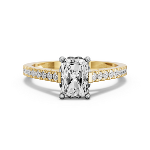 Image for Radiant Lotus Basket Ring with Cathedral Pave band
