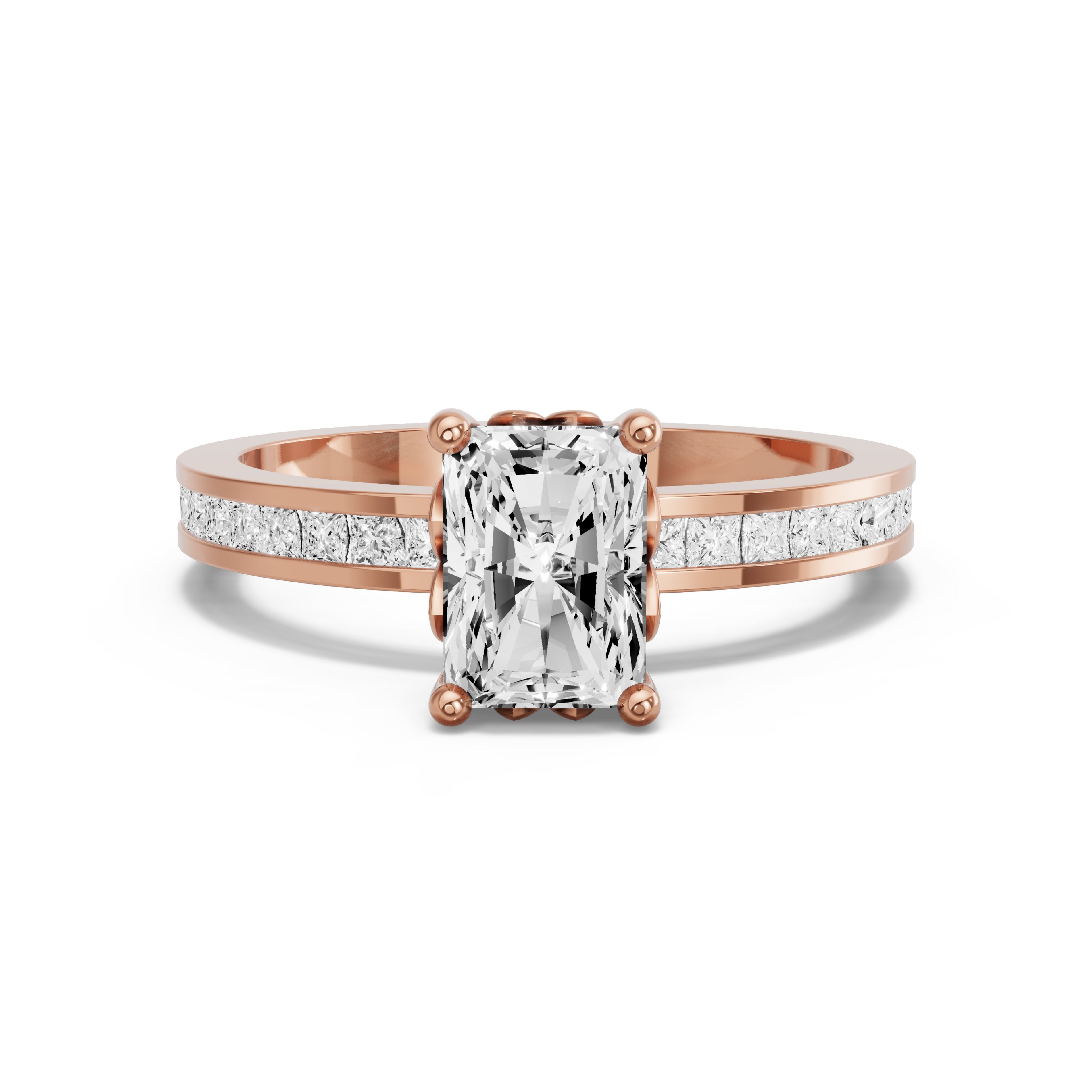 Image for Radiant Lotus Basket Ring with Channel band in 10K Yellow Gold