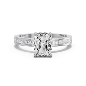 Image for Radiant Lotus Basket Ring with Channel band in 10K White Gold
