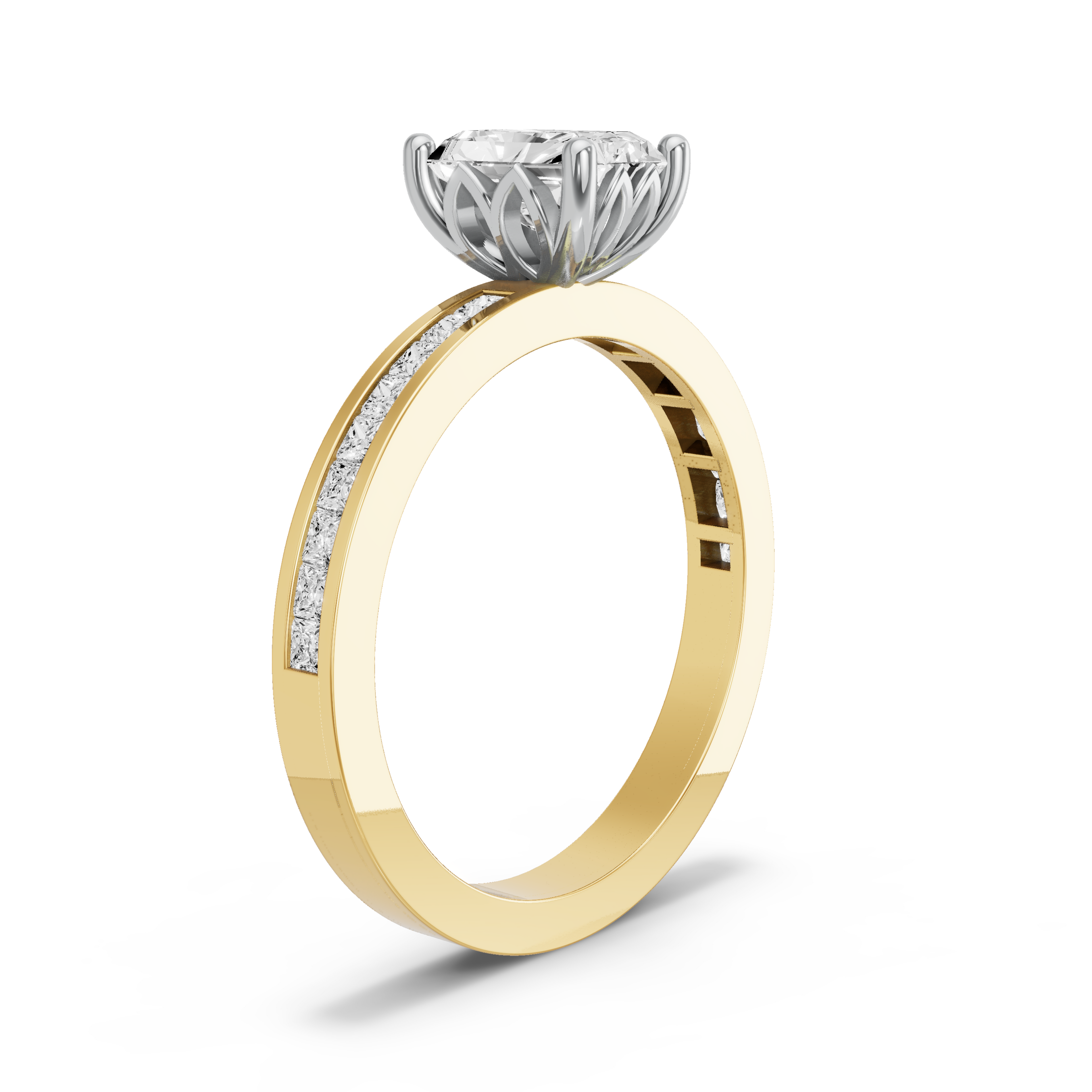 Image for Radiant Lotus Basket Ring with Channel band