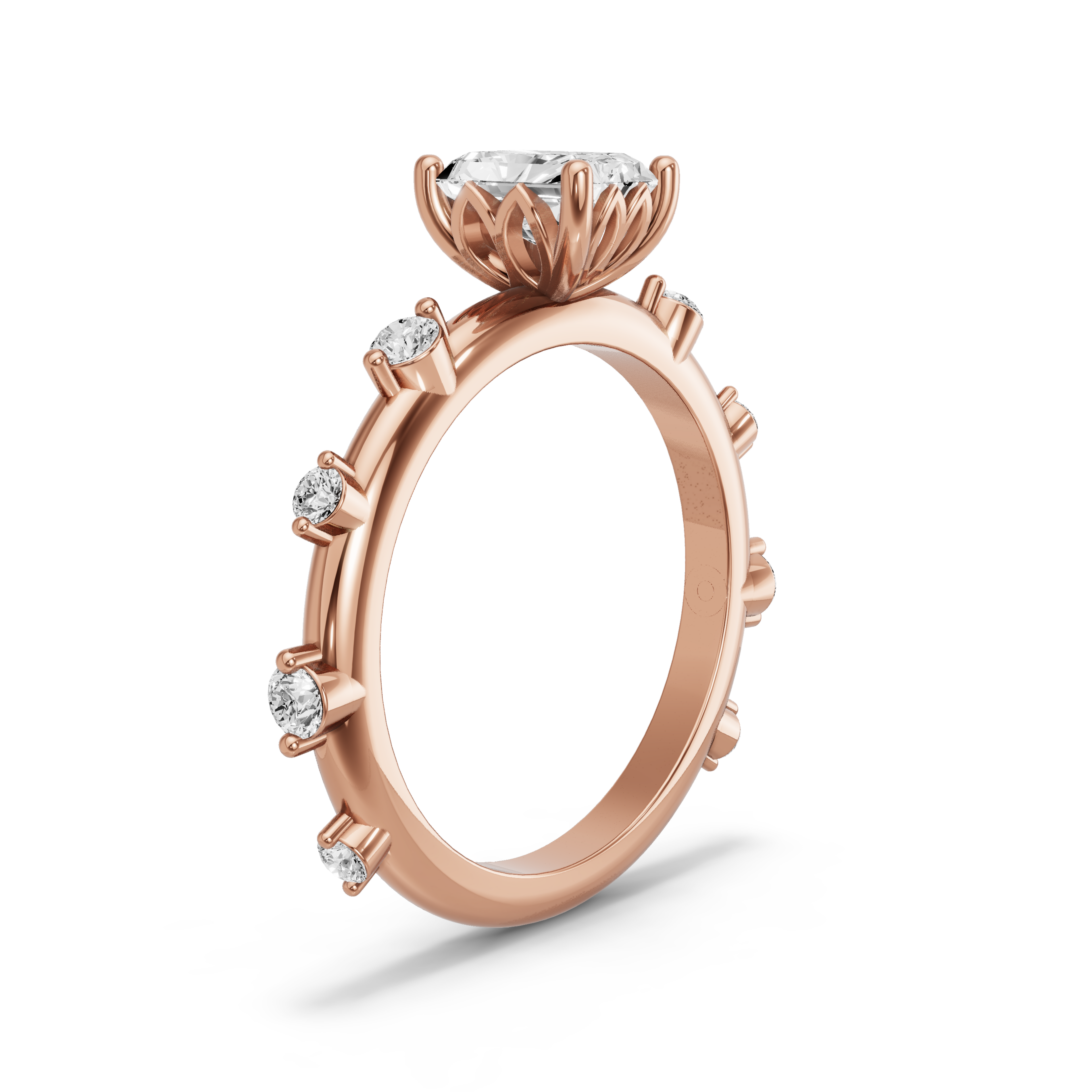 Image for Radiant Lotus Basket Ring with Floating Station band in 10K Yellow Gold