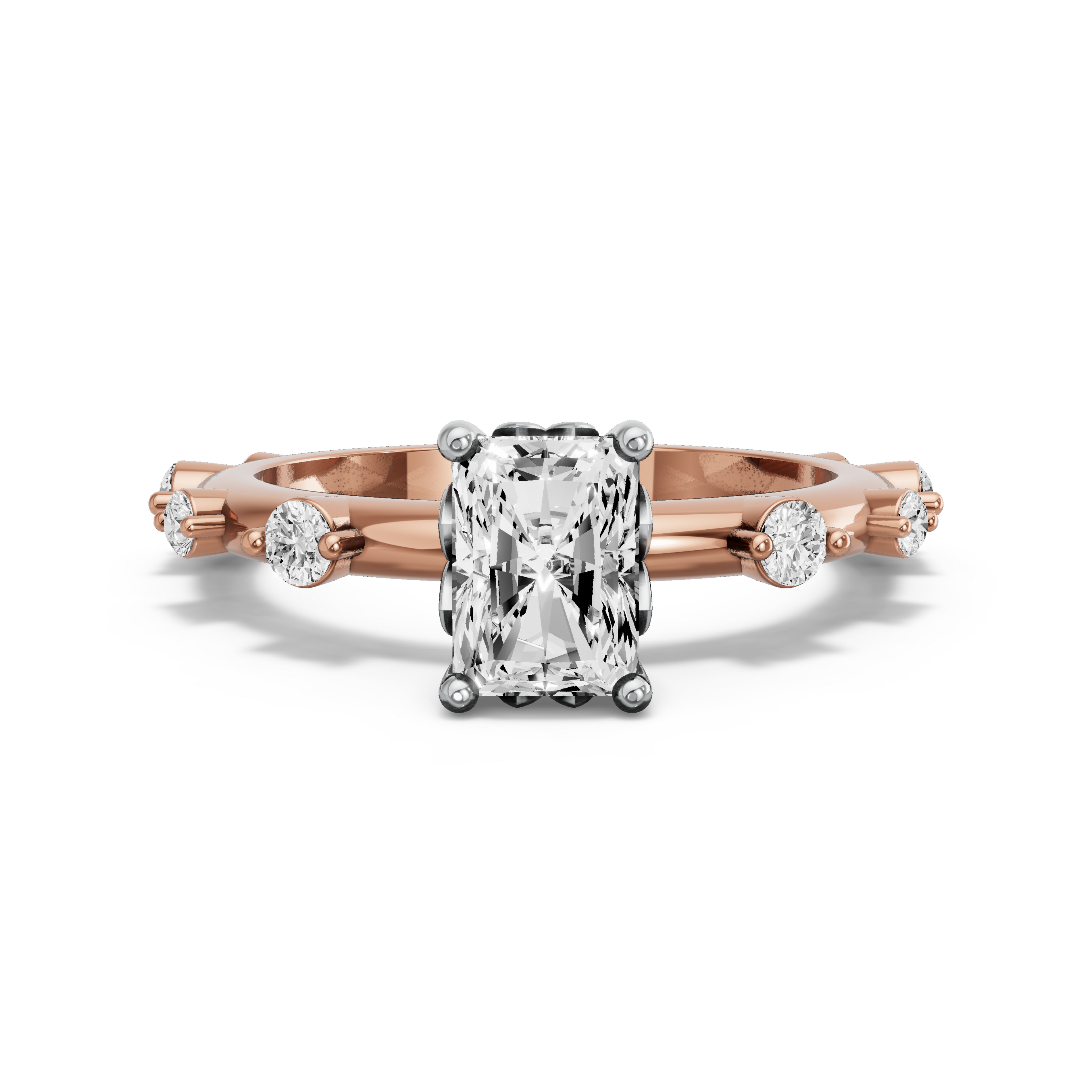 Image for Radiant Lotus Basket Ring with Floating Station band in 10K Two Tone Yellow Gold