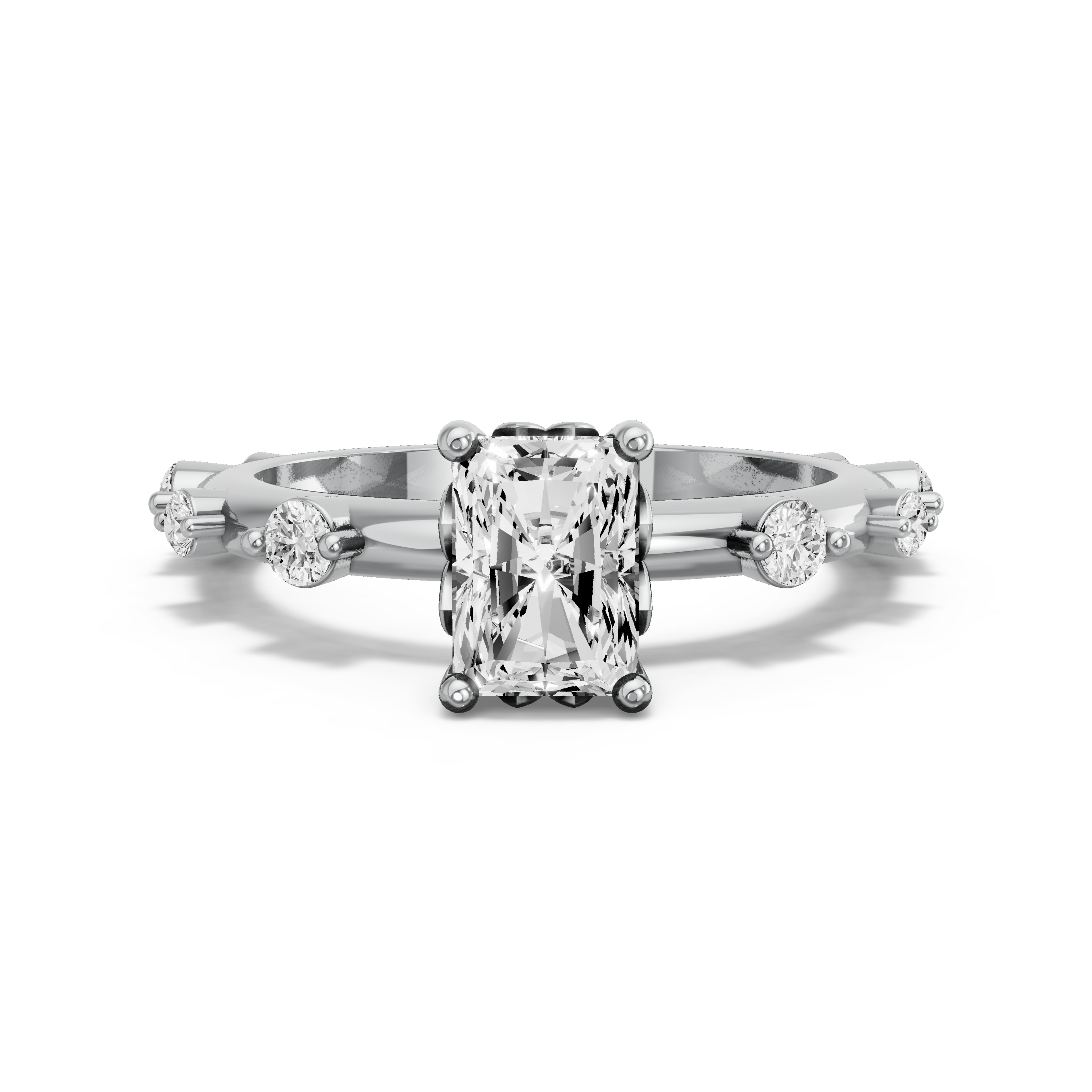 Image for Radiant Lotus Basket Ring with Floating Station band in 18K Two Tone Rose Gold
