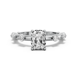 Image for Radiant Lotus Basket Ring with Floating Station band in 14K Two Tone Rose Gold