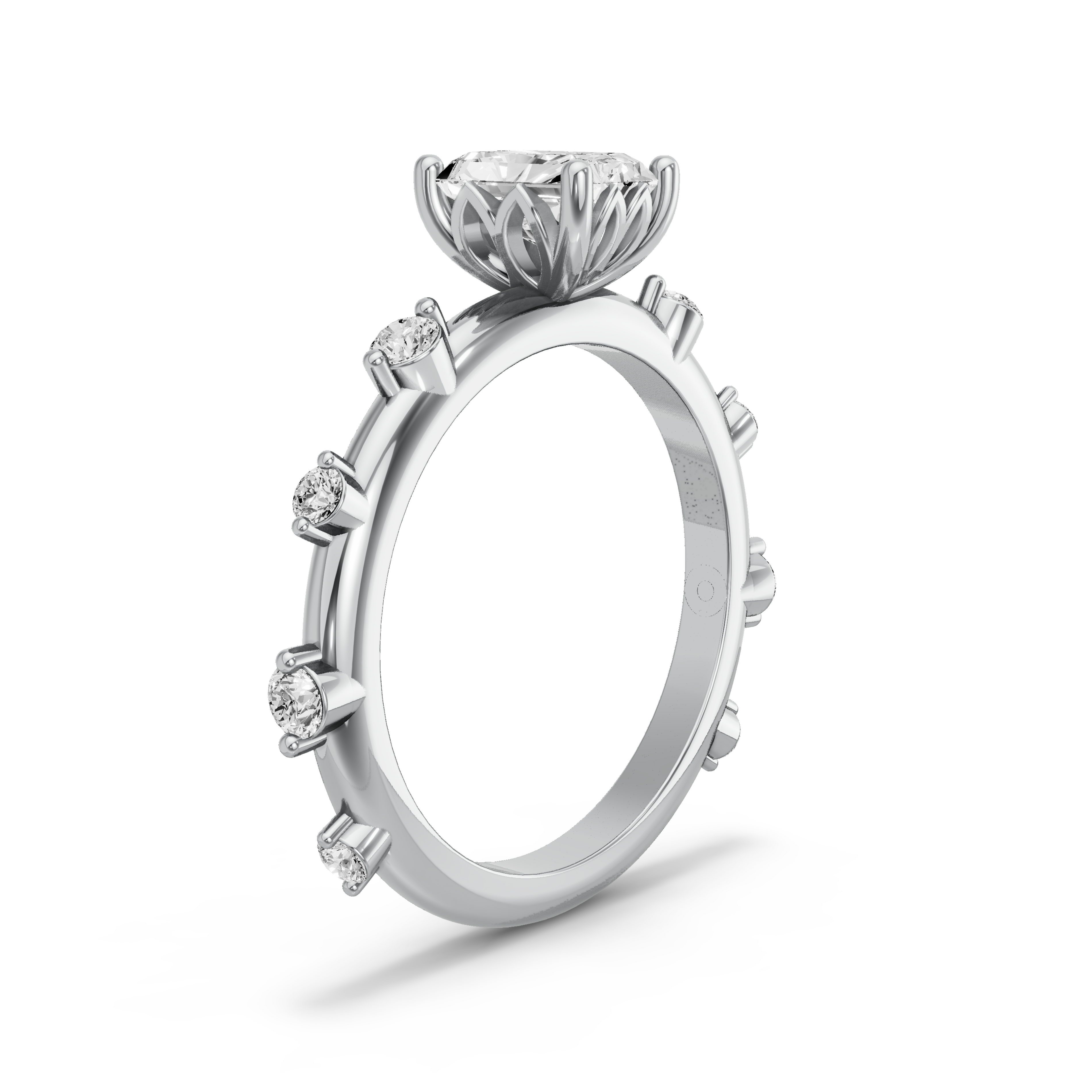 Image for Radiant Lotus Basket Ring with Channel band in 950 Platinum
