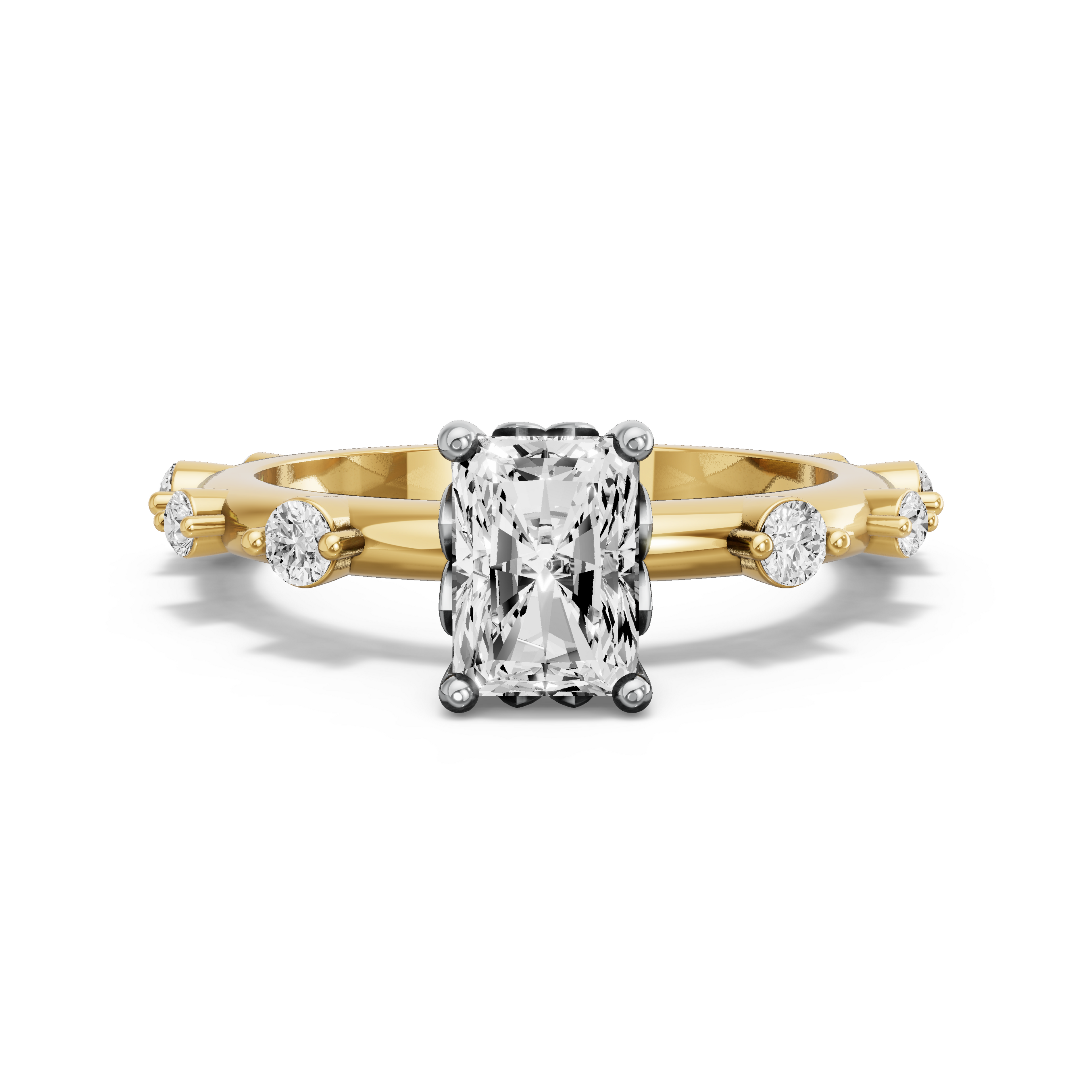 Image for Radiant Lotus Basket Ring with Floating Station band in 18K Rose Gold