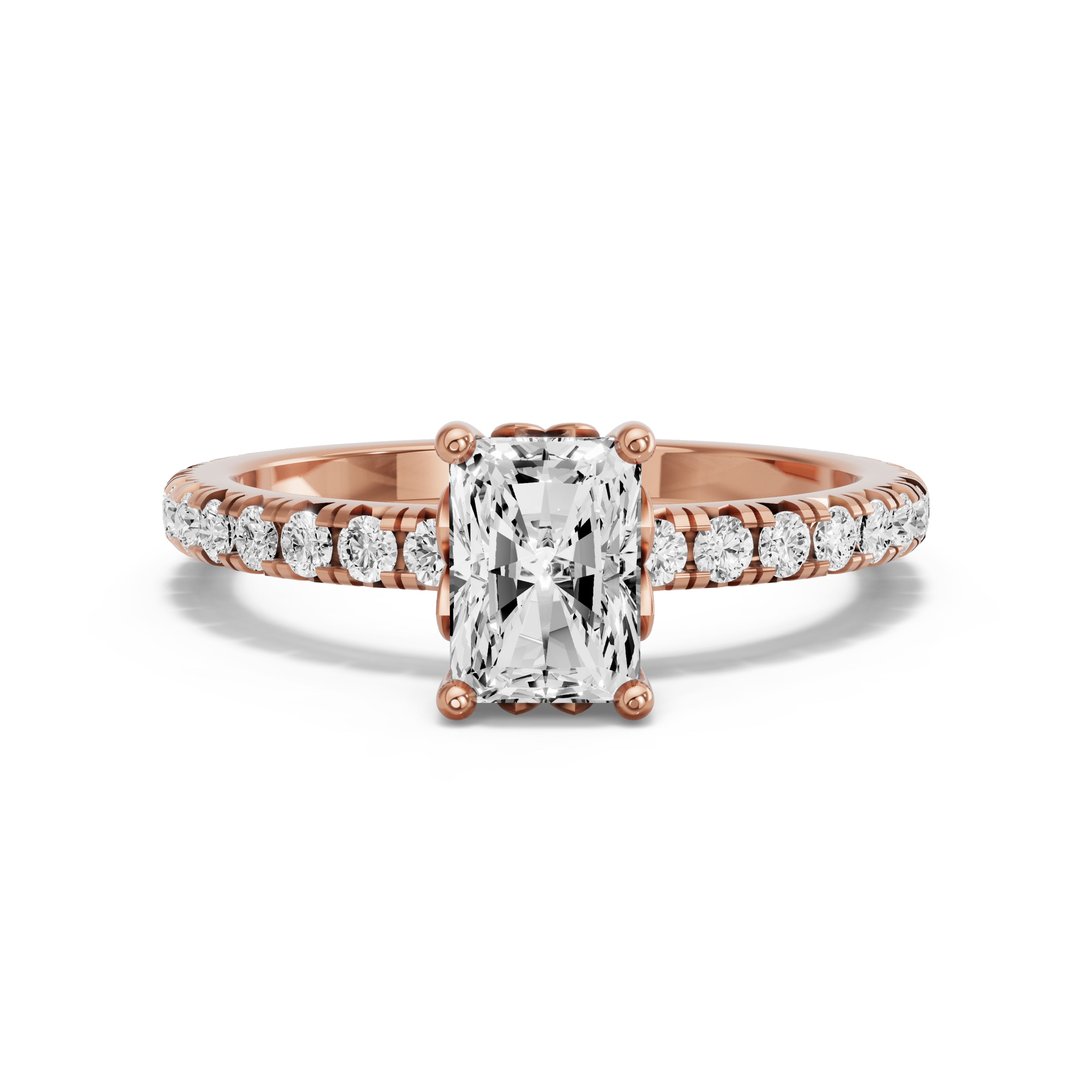 Image for Radiant Lotus Basket Ring with French Pave band in 10K Yellow Gold