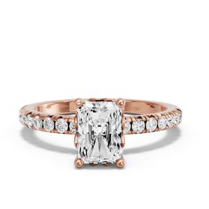 Image for Radiant Lotus Basket Ring with French Pave band