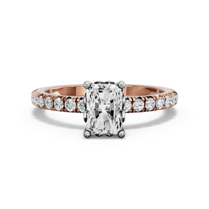 Image for Radiant Lotus Basket Ring with French Pave band