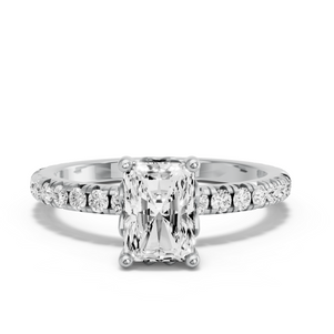 Image for Radiant Lotus Basket Ring with French Pave band