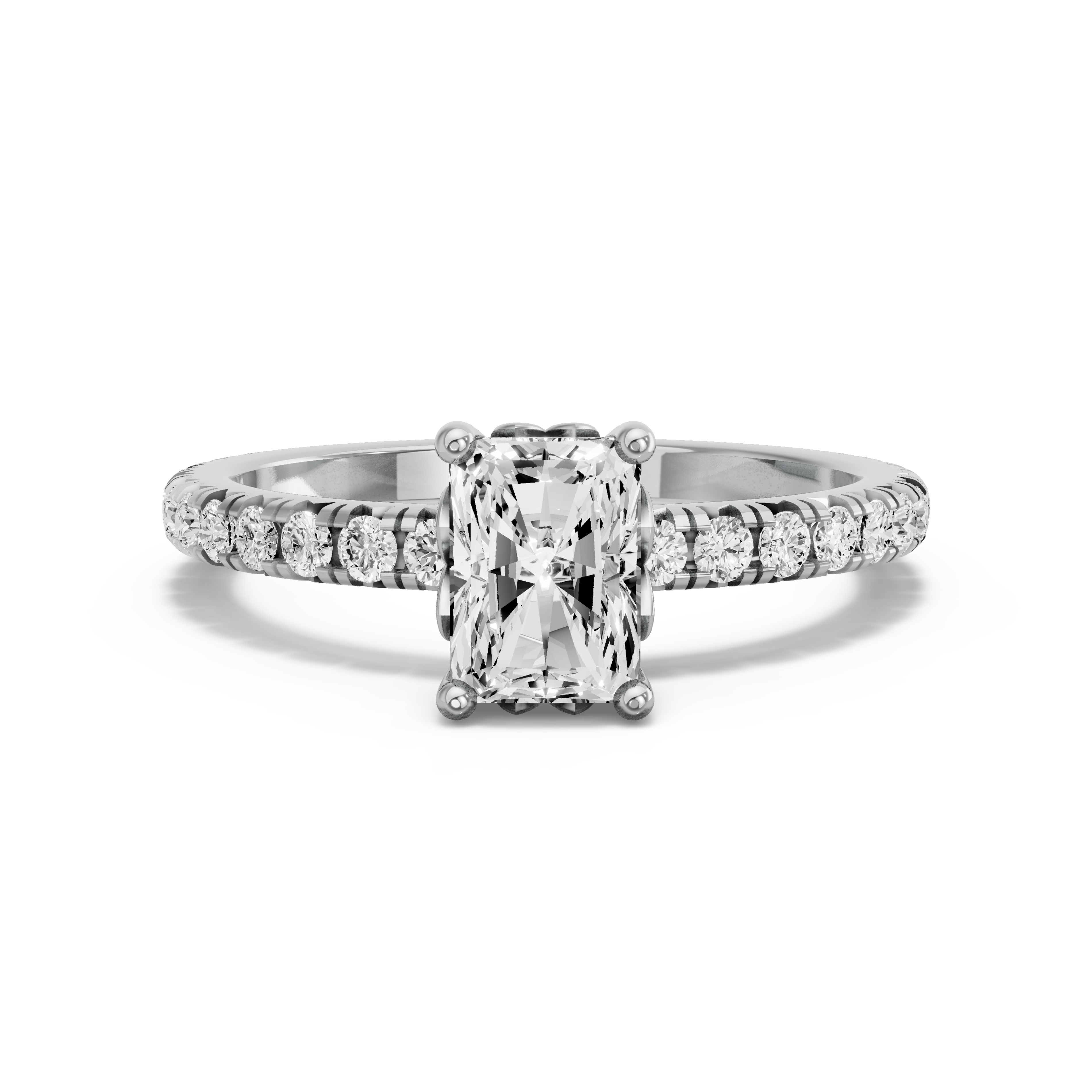 Image for Radiant Lotus Basket Ring with French Pave band in 10K Two Tone Rose Gold