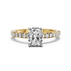 Image for Radiant Lotus Basket Ring with French Pave band