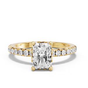 Image for Radiant Lotus Basket Ring with French Pave band