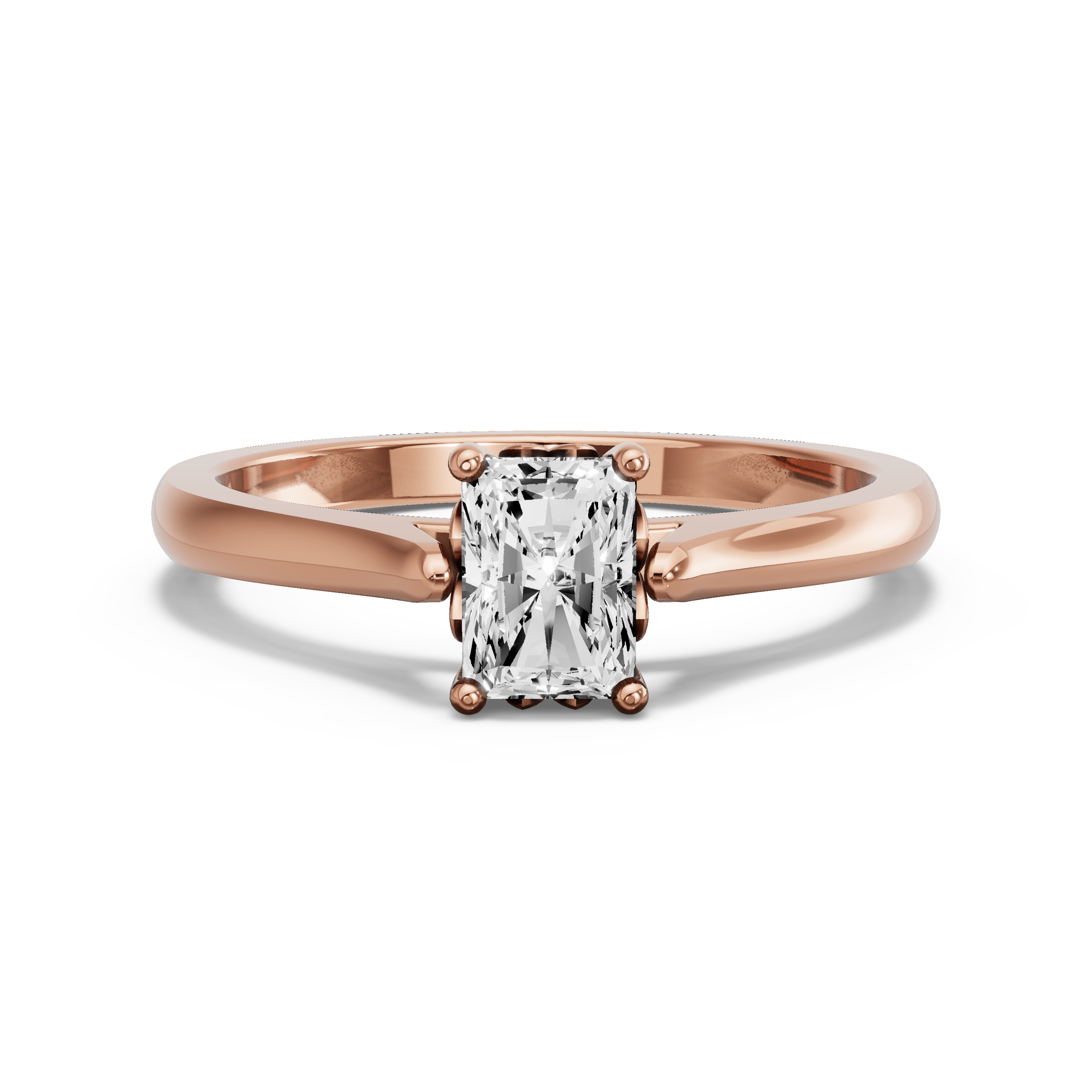 Image for Radiant Lotus Basket Ring with Knife Edge Cathedral band in 14K Yellow Gold