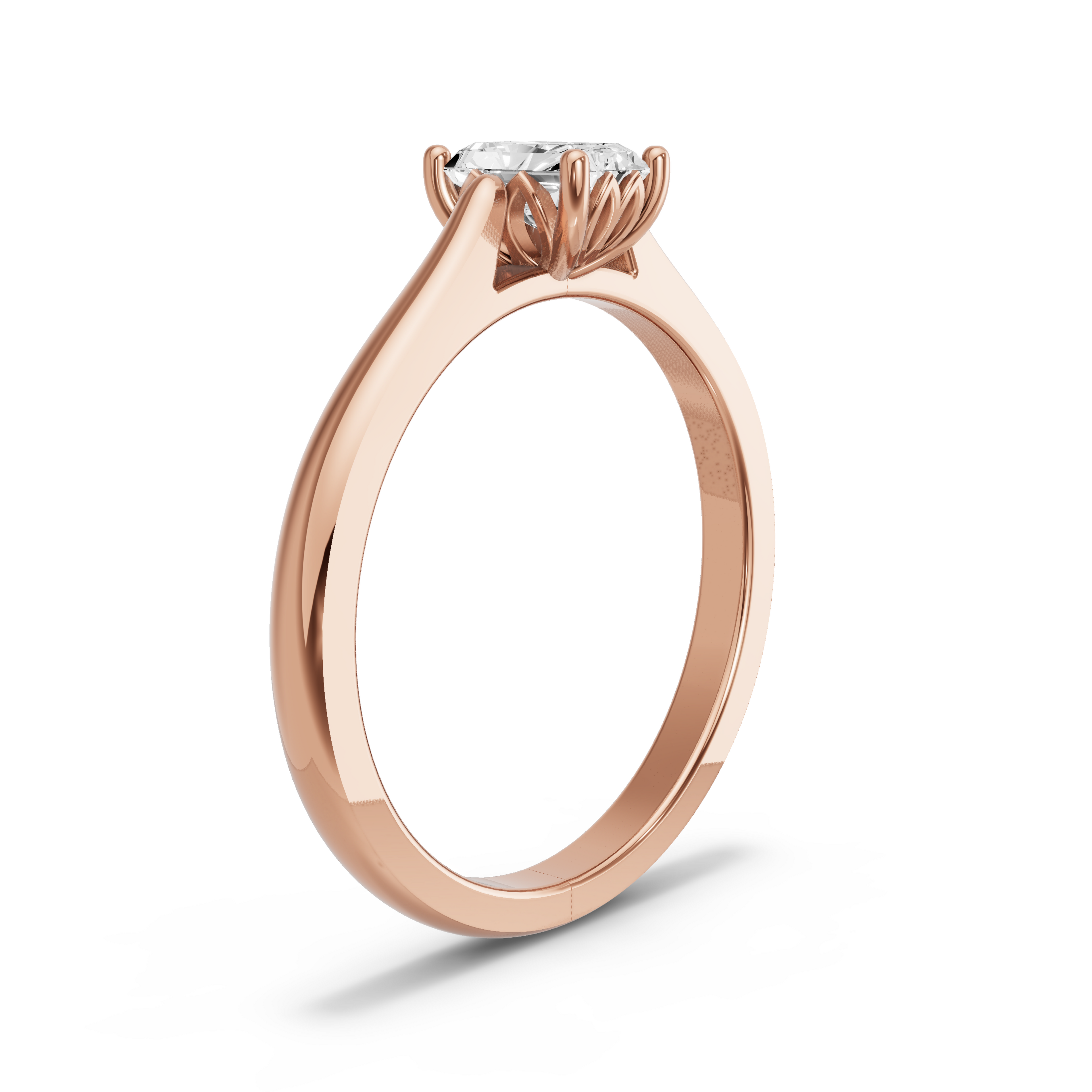 Image for Radiant Lotus Basket Ring with Knife Edge Cathedral band in 14K Yellow Gold