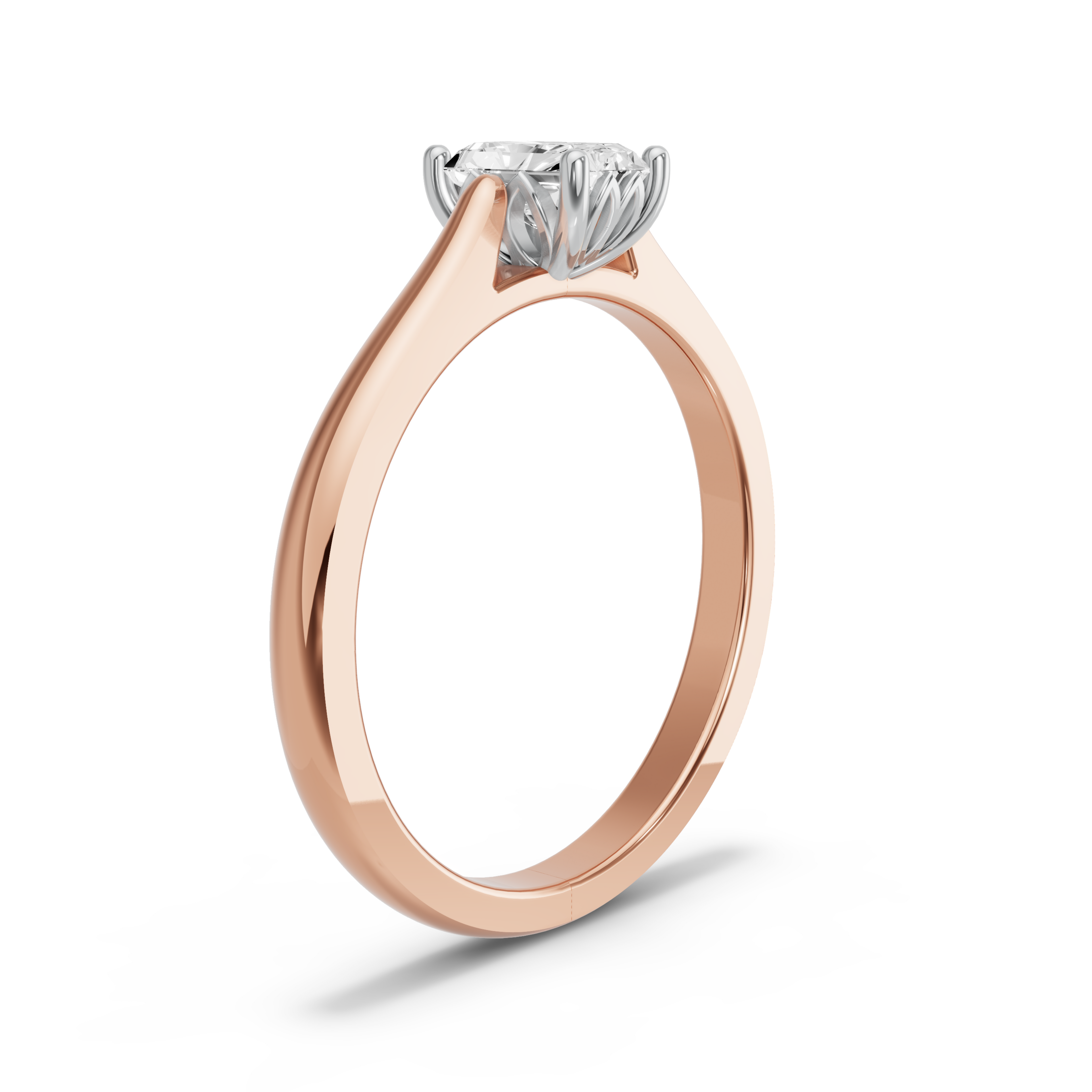 Image for Radiant Lotus Basket Ring with Knife Edge Cathedral band in 14K Two Tone Yellow Gold